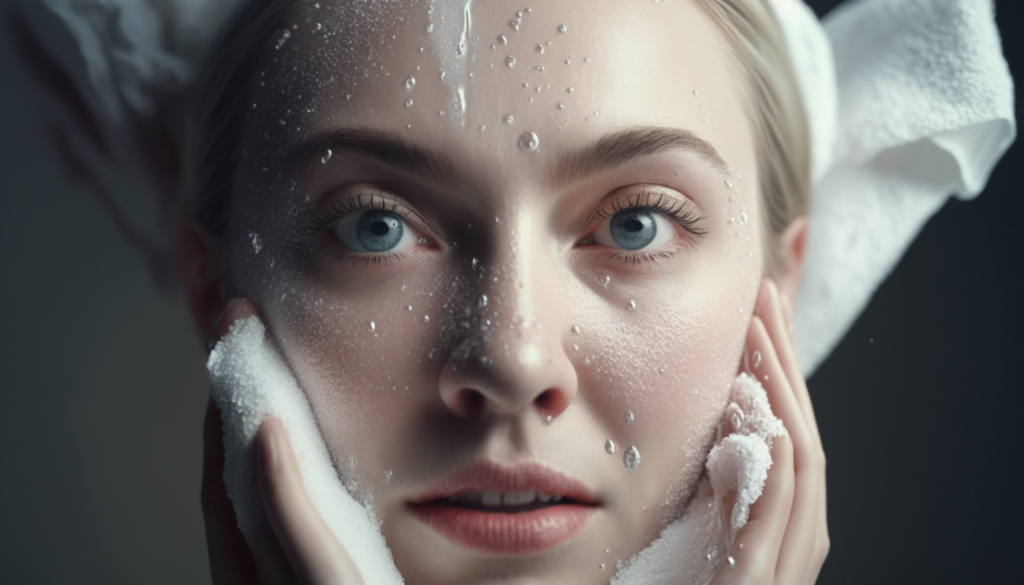 A person washing their face with a gentle cleanser to manage acne.