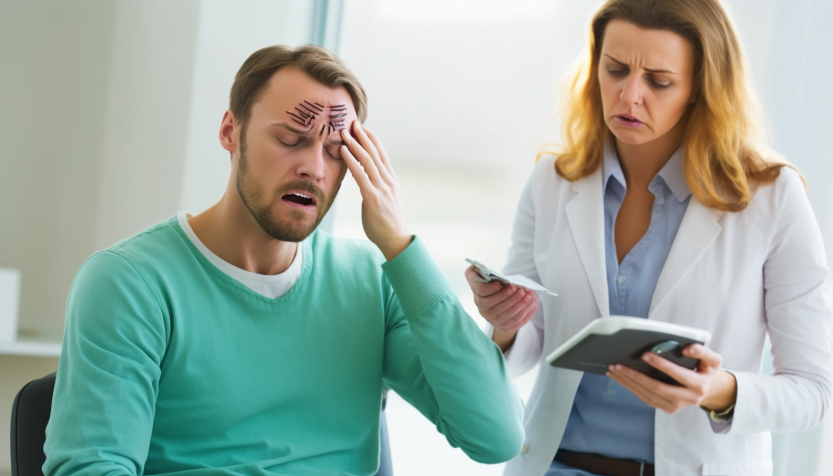 person receiving addiction treatment from a medical professional